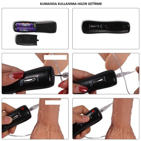 18 cm Belden Bağlamalı 360° Oynar Başlı Vibratör Penis + Kemer + Kayganlaştırıcı Hediyeli - BDM1010B