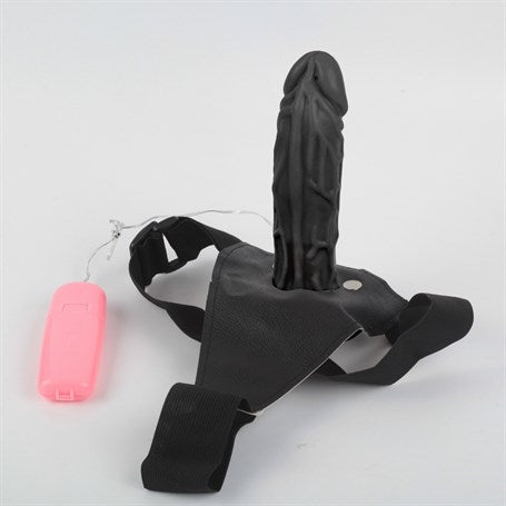 18 cm Belden Bağlamalı İçi Boş Titreşimli Testissiz Protez Zenci Penis - BDM1011S