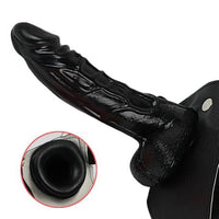 18 cm Belden Bağlamalı İçi Boş Titreşimli  Protez Zenci Penis - BDM1012S