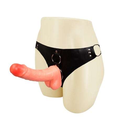 18 cm Belden Bağlamalı İçi Dolu Strapon Penis - BDM2022