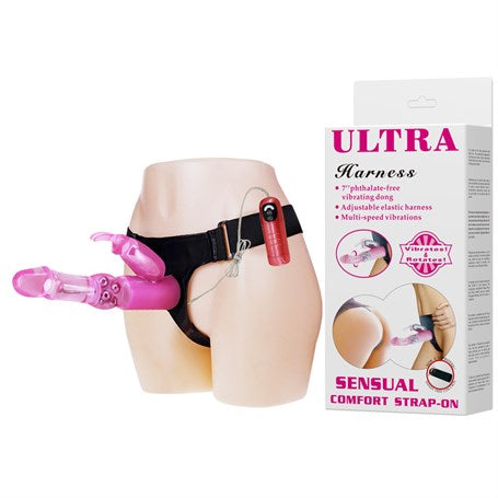 18 cm Belden Bağlamalı Oynar Başlı Titreşimli Strapon Penis Dildo - BDM2238