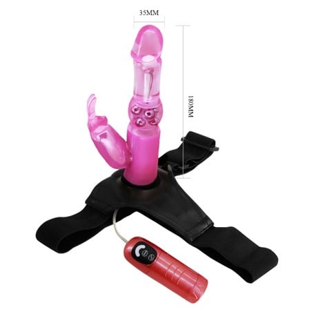 18 cm Belden Bağlamalı Oynar Başlı Titreşimli Strapon Penis Dildo - BDM2238