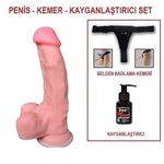 18 cm Belden Bağlamalı Realistik Dildo Penis Set - U6014B