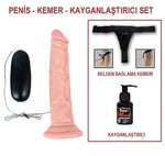 18,5 cm Belden Bağlamalı Titreşimli Realistik Testissiz Dildo Penis Set - U6019B