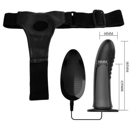 18,5 cm İçi Boş Belden Bağlamalı Titreşimli Protez Zenci Vibratör - B1223