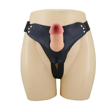 19 cm Belden Bağlamalı İçi Boş Klitoris Uyarıcılı Protez Penis - Mavis - BDM1386