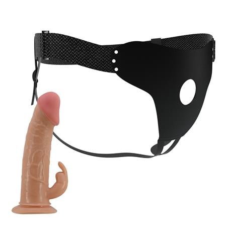 19 cm Belden Bağlamalı İçi Boş Klitoris Uyarıcılı Protez Penis - Mavis - BDM1386