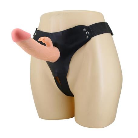 19 cm Belden Bağlamalı İçi Boş Klitoris Uyarıcılı Protez Penis - Mavis - BDM1386