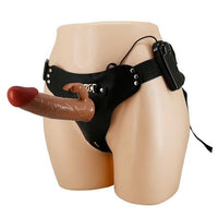 19 cm Belden Bağlamalı İçi Boş Titreşimli Testissiz Protez Melez Penis - BDM1372