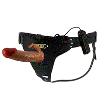 19 cm Belden Bağlamalı İçi Boş Titreşimli Testissiz Protez Melez Penis - BDM1372