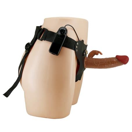 19 cm Belden Bağlamalı İçi Boş Titreşimli Testissiz Protez Melez Penis - BDM1372