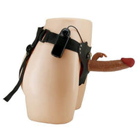 19 cm Belden Bağlamalı İçi Boş Titreşimli Testissiz Protez Melez Penis - BDM1372