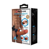 19 cm Belden Bağlamalı İçi Boş Titreşimli Testissiz Protez Melez Penis - BDM1372