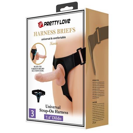 19 cm Belden Bağlamalı İçi Dolu Strapon Penis - Kevin - BDM1500