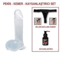 19 cm Belden Bağlamalı Şeffaf Realistik Damarlı Vantuzlu Dildo Penis - BDM0871B
