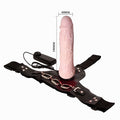 19 cm Belden Bağlamalı Titreşimli İçi Dolu Strapon Penis - BDM2228
