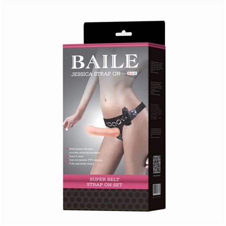 19 cm Belden Bağlamalı Titreşimli İçi Dolu Strapon Penis - BDM2228