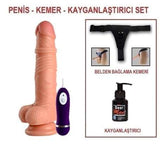 19 cm Belden Bau011flamalu0131 Titreu015fimli Realistik Dildo Penis Set - BDM10023VB