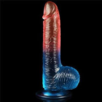 19 cm &Ccedil;ift Renkli Realistik Vantuzlu Dildo Penis - LV318011