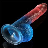 19 cm &Ccedil;ift Renkli Realistik Vantuzlu Dildo Penis - LV318011