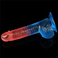 19 cm Belden Bau011flamalu0131 &Ccedil;ift Renkli Realistik Vantuzlu Dildo Penis - LV318011B