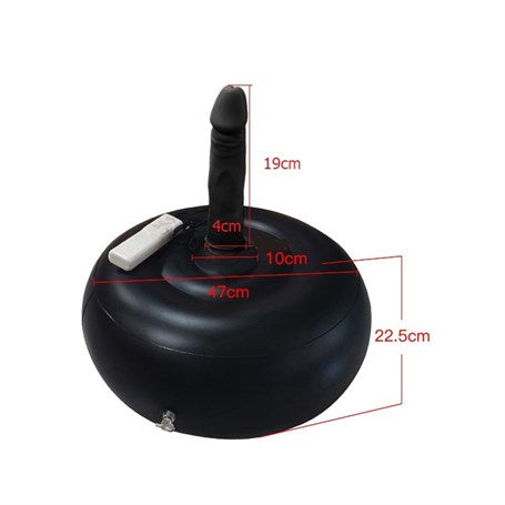 19 cm Realistik Titreşimli Siyah İnflatable Pilates Toplu Vibratör Penis - BDM1125