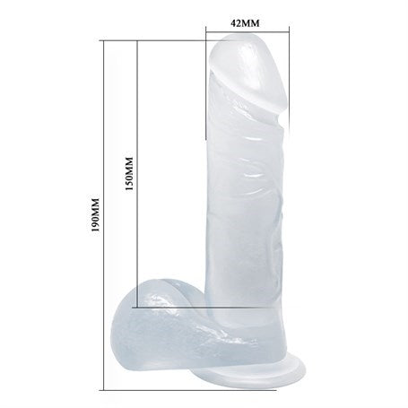 19 cm Belden Bağlamalı Şeffaf Realistik Damarlı Vantuzlu Dildo Penis - BDM0871B