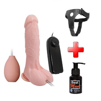 19,3 cm Belden Bağlamalı Su Fışkırtmalı Realistik Titreşimli Penis Anal Vajinal Dildo Mastürbatör - B1273B