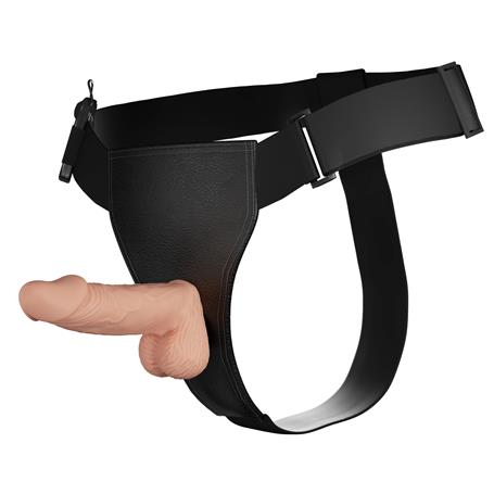 19,4 cm Belden Bağlamalı İçi Dolu Titreşimli Strapon Penis - BDM1493