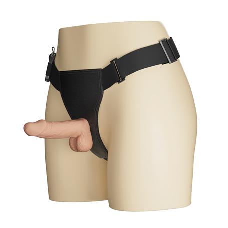 19,4 cm Belden Bağlamalı İçi Dolu Titreşimli Strapon Penis - BDM1493