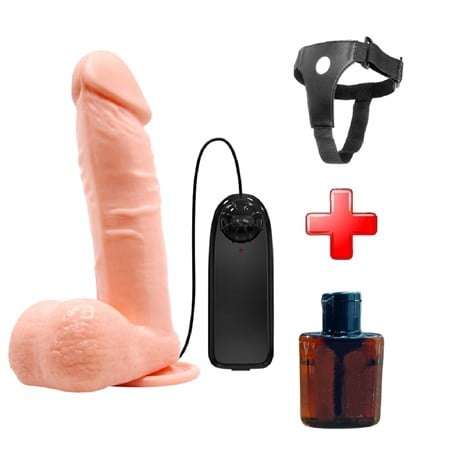 19,5 cm Belden Bağlamalı Gerçekçi Titreşimli Dildo Vibratör Penis - BDM0817FB