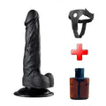 19,5 cm Belden Bağlamalı Realistik Vantuzlu Zenci Dildo Penis - BDM0143SB