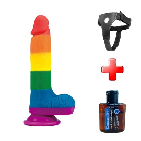 19,5 cm Belden Bağlamalı Renkli Realistik Vantuzlu Dildo Penis - LV410026B