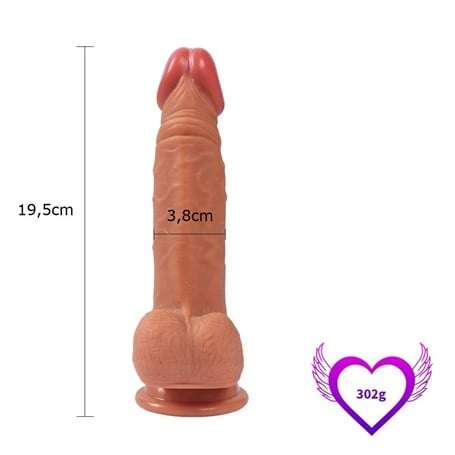 19,5 cm Yeni Nesil Çift Katmanlı Realistik Vantuzlu Dildo Penis - Evan - BDM1029B