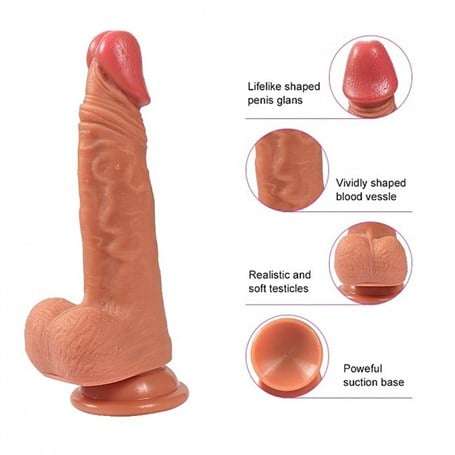 19,5 cm Yeni Nesil Çift Katmanlı Realistik Vantuzlu Dildo Penis - Evan - BDM1029B