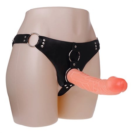 19,8 ve 15 cm Belden Bağlamalı İçi Dolu Çift Strapon Penis - BDM2025