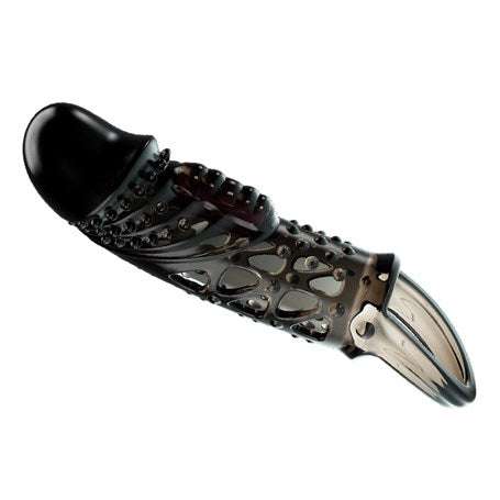 2,5 cm Dolgu Uzatmalı Titreşimli Zenci Penis Kılıfı Prezervatif Vibratör - CA-BDM2642
