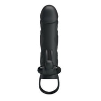 2 cm Uzatmalı Titreşimli Klitoris Uyarıcılı Zenci Penis Kılıfı - BDM6216