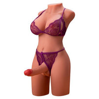 2 İşlevli Gerçekçi Ölçülerde Realistik İleri Geri Hareketli 17 cm Penisli Anal Girişli  Bayan Vücut - Miah - BDM1593