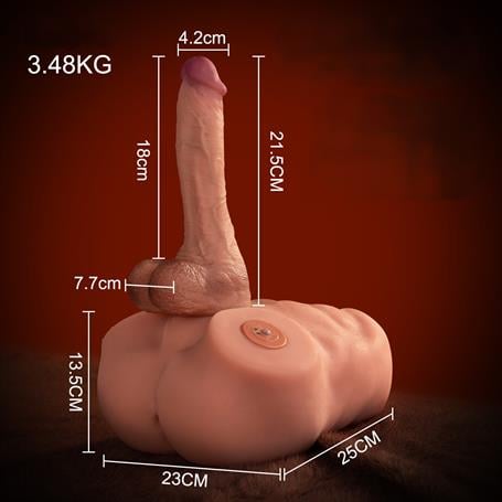 2 İşlevli Realistik 21,5 cm İleri Geri Hareket Penisli Anal Girişli Erkek Kalça - Jonah - BDM1641