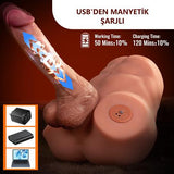 2 İşlevli Realistik 21,5 cm İleri Geri Hareket Penisli Anal Girişli Erkek Kalça - Jonah - BDM1641