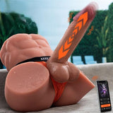 2 İşlevli Telefondan Kumandalı Realistik 24 cm İleri Geri Hareket Penisli Anal Girişli Erkek Kalça - Gretel - BDM1640