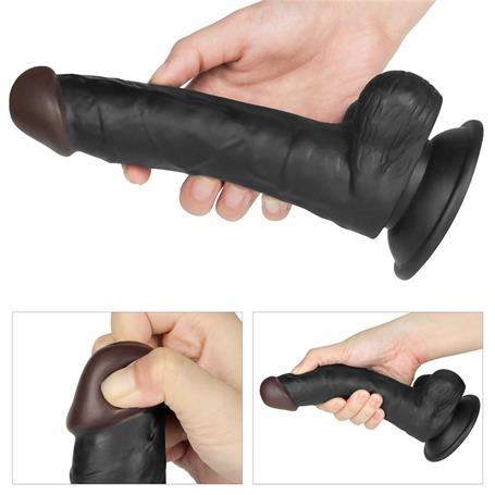 20 cm Belden Bağlamalı İçi Dolu Titreşimli Zenci Strapon Dildo - LV715127
