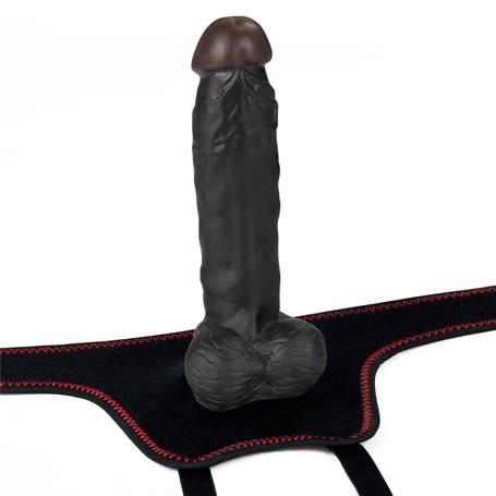 20 cm Belden Bağlamalı İçi Dolu Zenci Strapon Dildo - LV715027