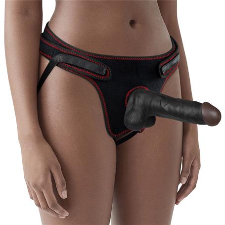 20 cm Belden Bağlamalı İçi Dolu Zenci Strapon Dildo - LV715027
