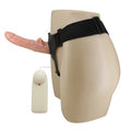 20 cm Belden Bağlamalı Oynar Başlı Vibratör İçi Dolu Strapon Penis - BDM0125