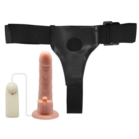 20 cm Belden Bağlamalı Oynar Başlı Vibratör İçi Dolu Strapon Penis - BDM0125