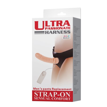 20 cm Belden Bağlamalı Oynar Başlı Vibratör İçi Dolu Strapon Penis - BDM0125