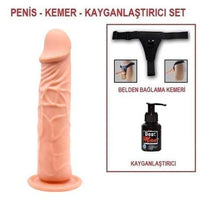 20 cm Belden Bağlamalı Realistik Vantuzlu Dildo Penis Set - CA-BDM7013RB