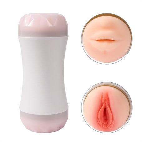 %10 İndirim – 20 cm Çift Taraflı Realistik Suni Oral & Vajinal Mastürbatör - CA-BDM7013